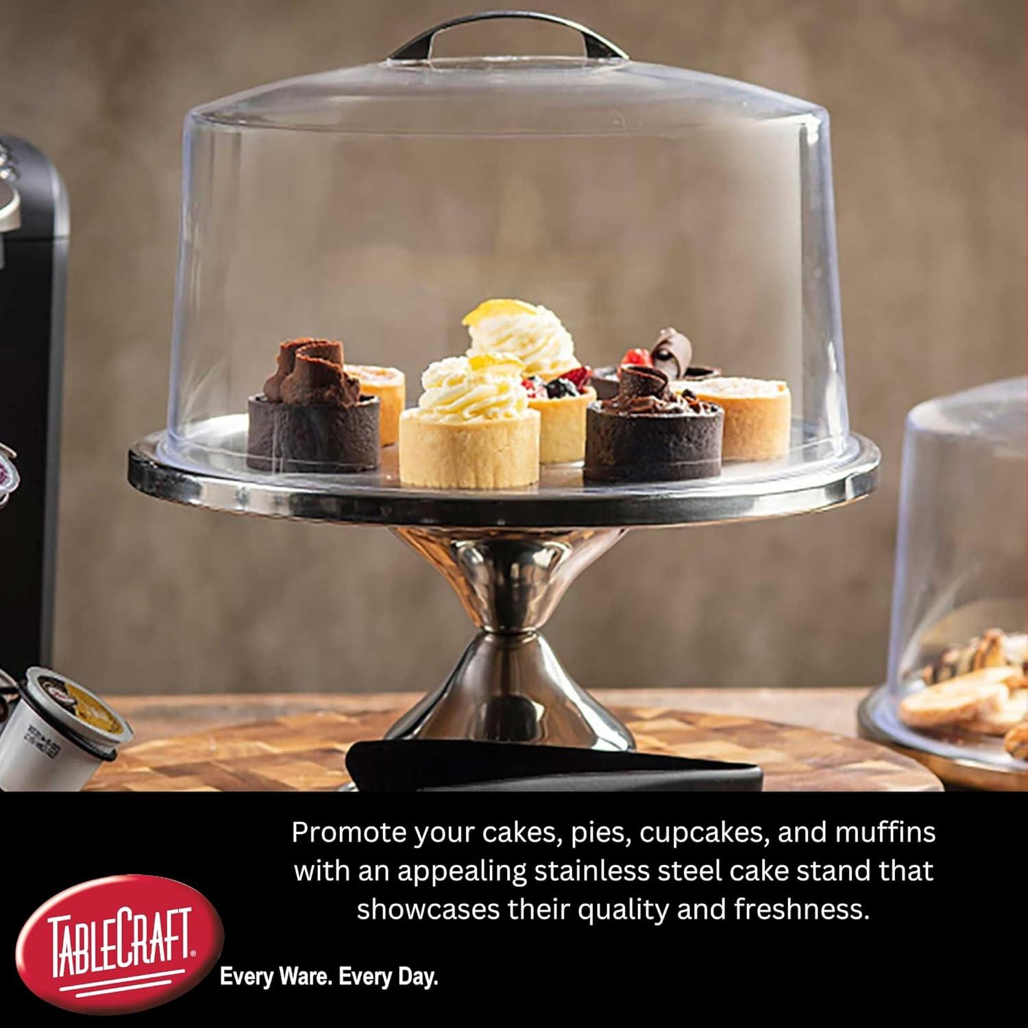 Silver Stainless Steel Cake Stand with Clear Dome Cover