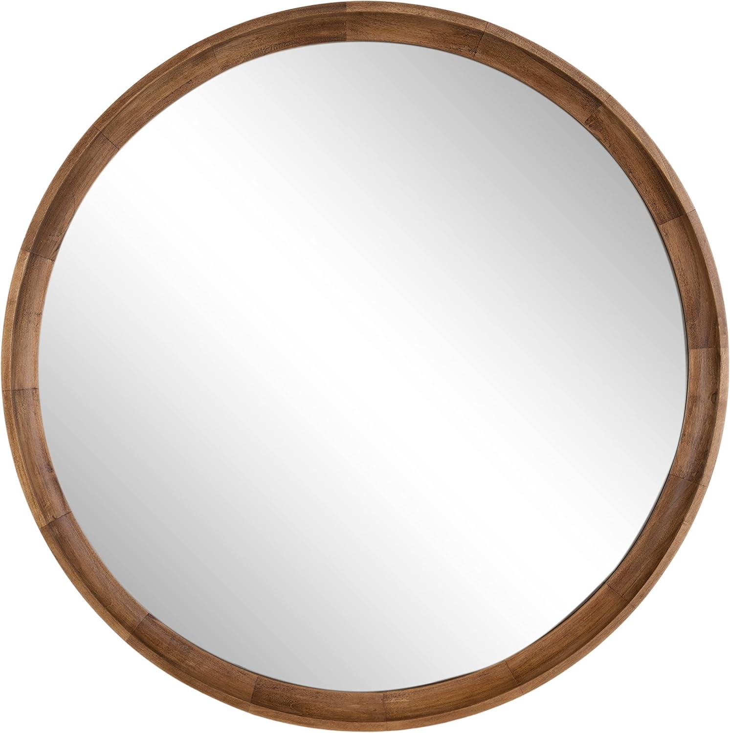 Kate and Laurel Hatherleig Round Wood Round Mirror, 30" Diameter, Natural