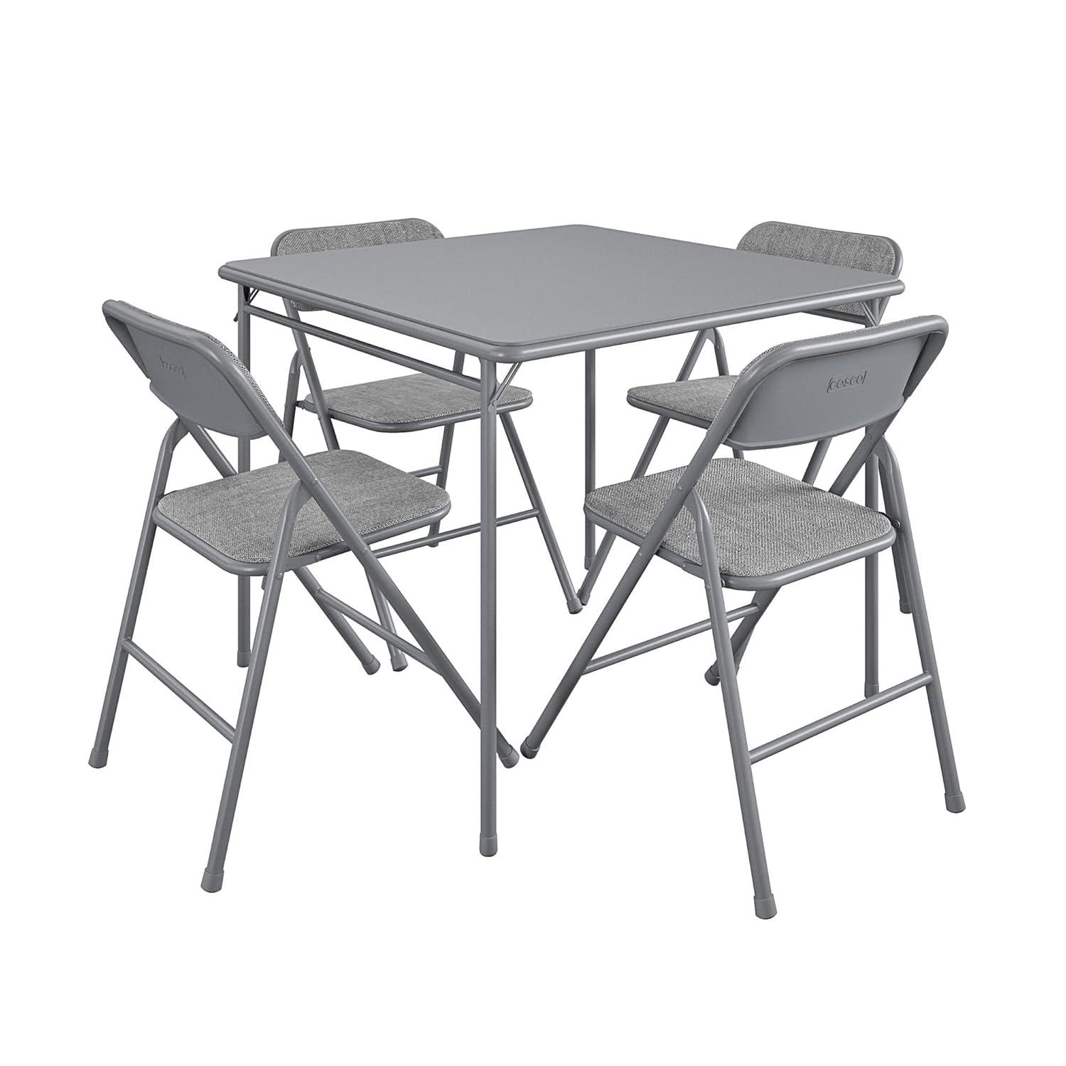 COSCO 5-Piece Folding Fabric Dining Set & 34" Vinyl Card Table