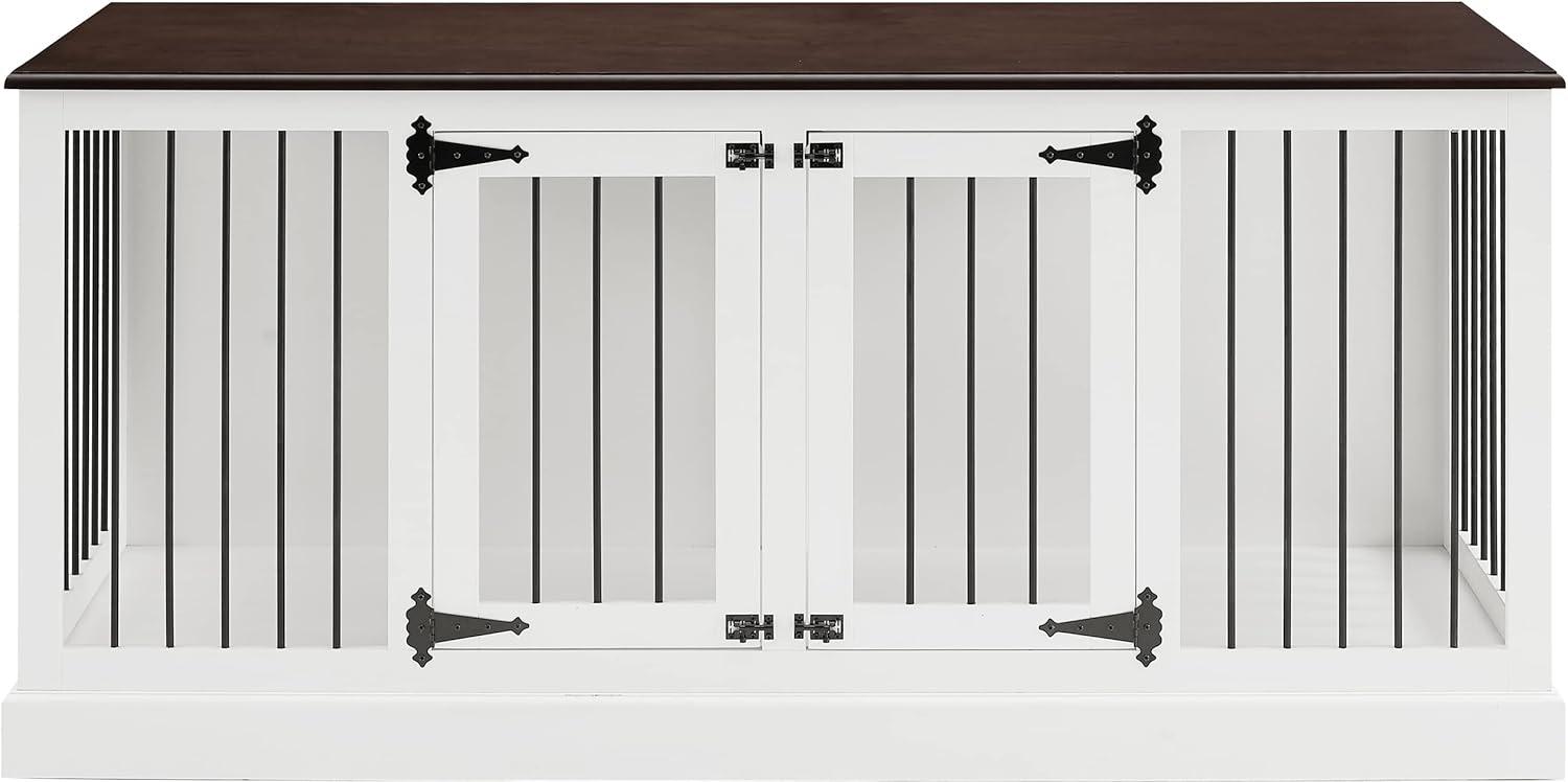 Crosley Brands Winslow Medium Credenza Pet Crate White/Dark Brown