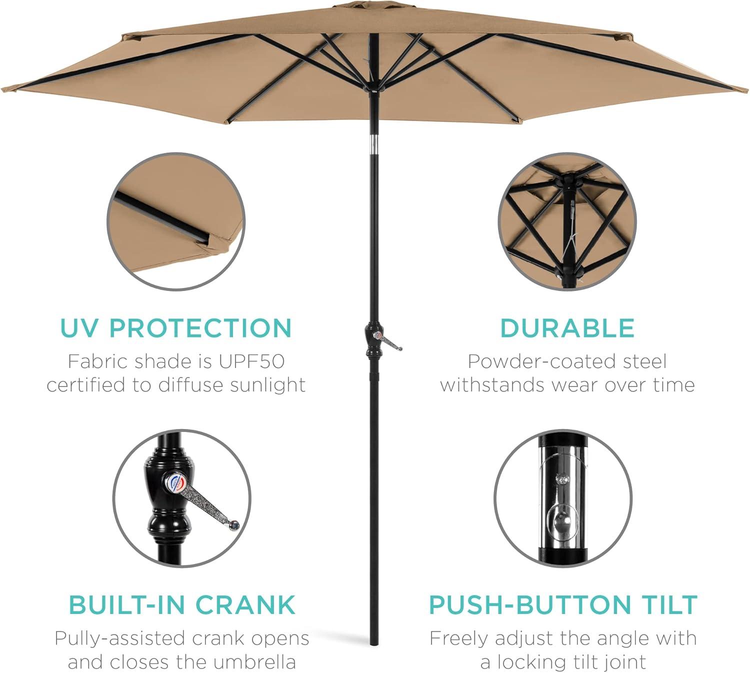 Best Choice Products 10ft Outdoor Steel Market Patio Umbrella w/ Crank, Tilt Push Button, 6 Ribs