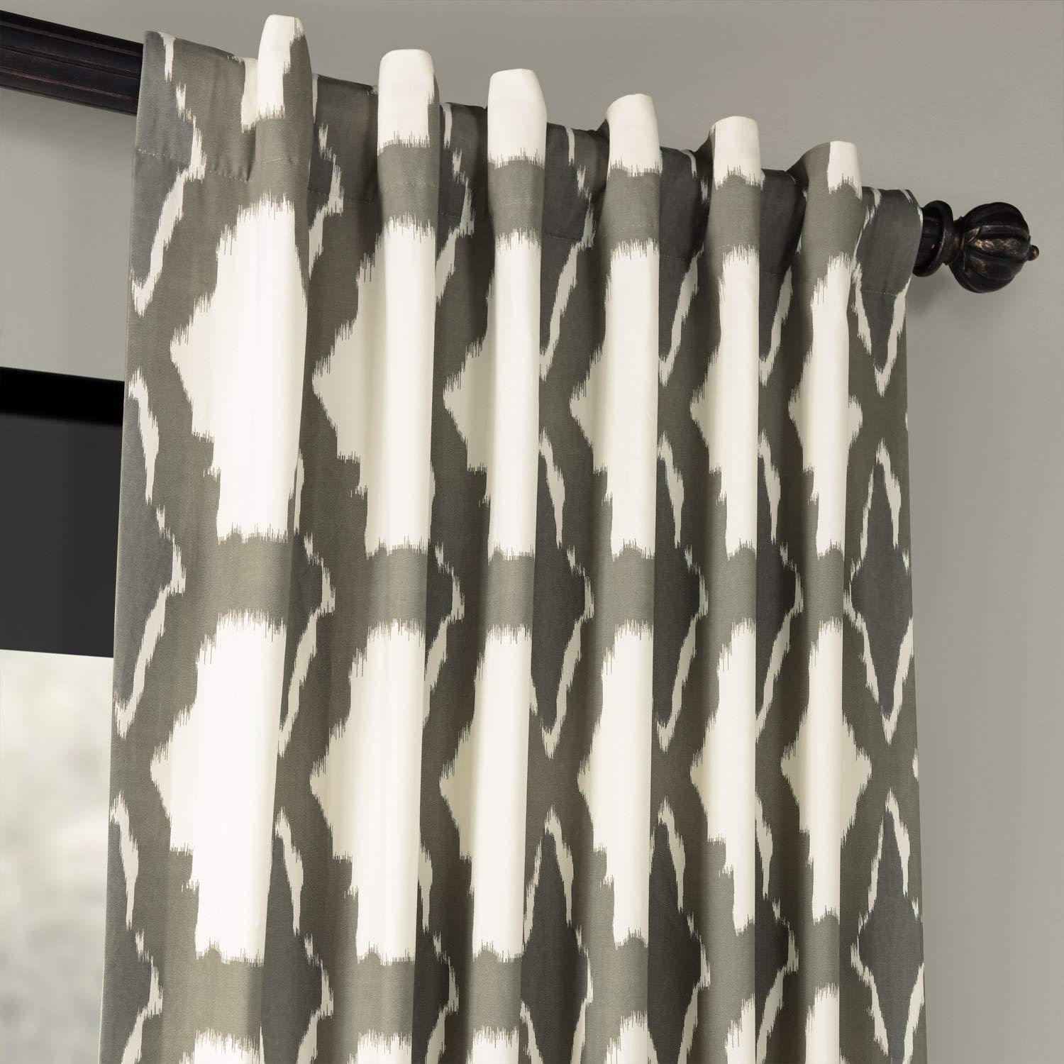 Mecca Blue Printed Cotton Curtain (1 Panel), Mecca Blue, 50W X 120L