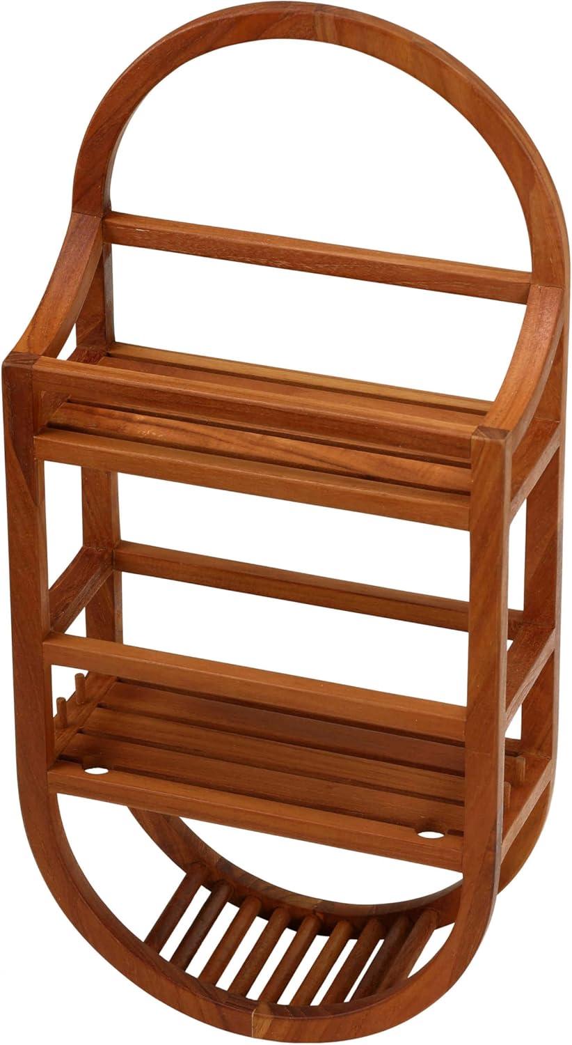 Teak Wood Mold-Resistant Shower Caddie with Shelves