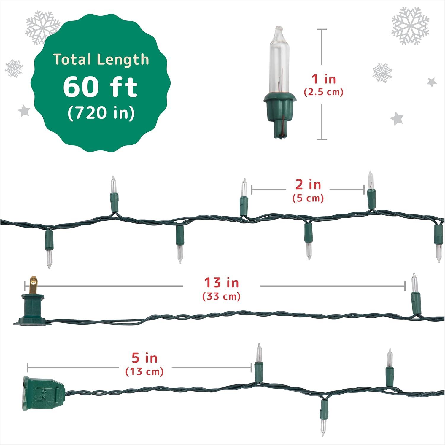 Warm White LED Twinkle Christmas Tree Lights with Green Wire