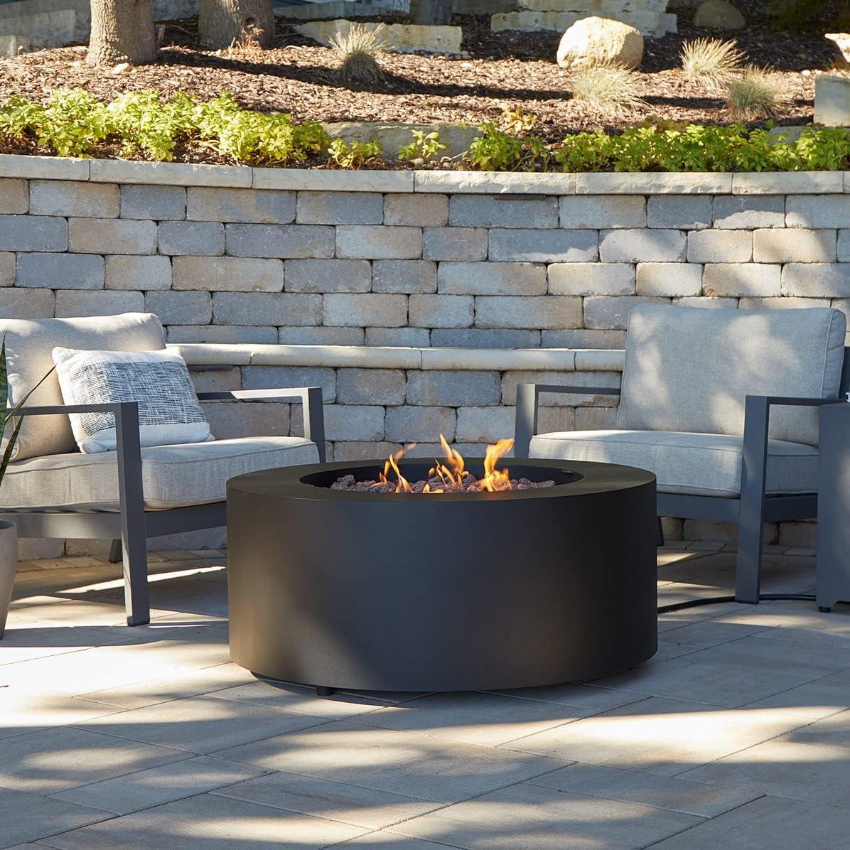 Aegean 36" Round Steel Propane or Natural Gas Fire Pit Table by Real Flame