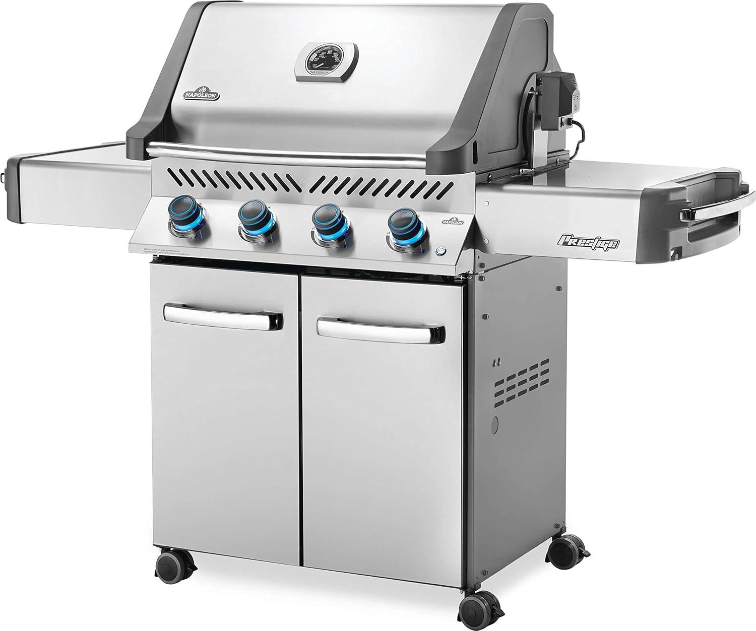 Stainless Steel Propane Gas Grill with Side Burner and Smoker