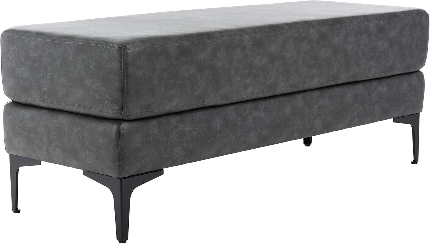 Elise Transitional 48" Black and Grey Faux Leather Bench