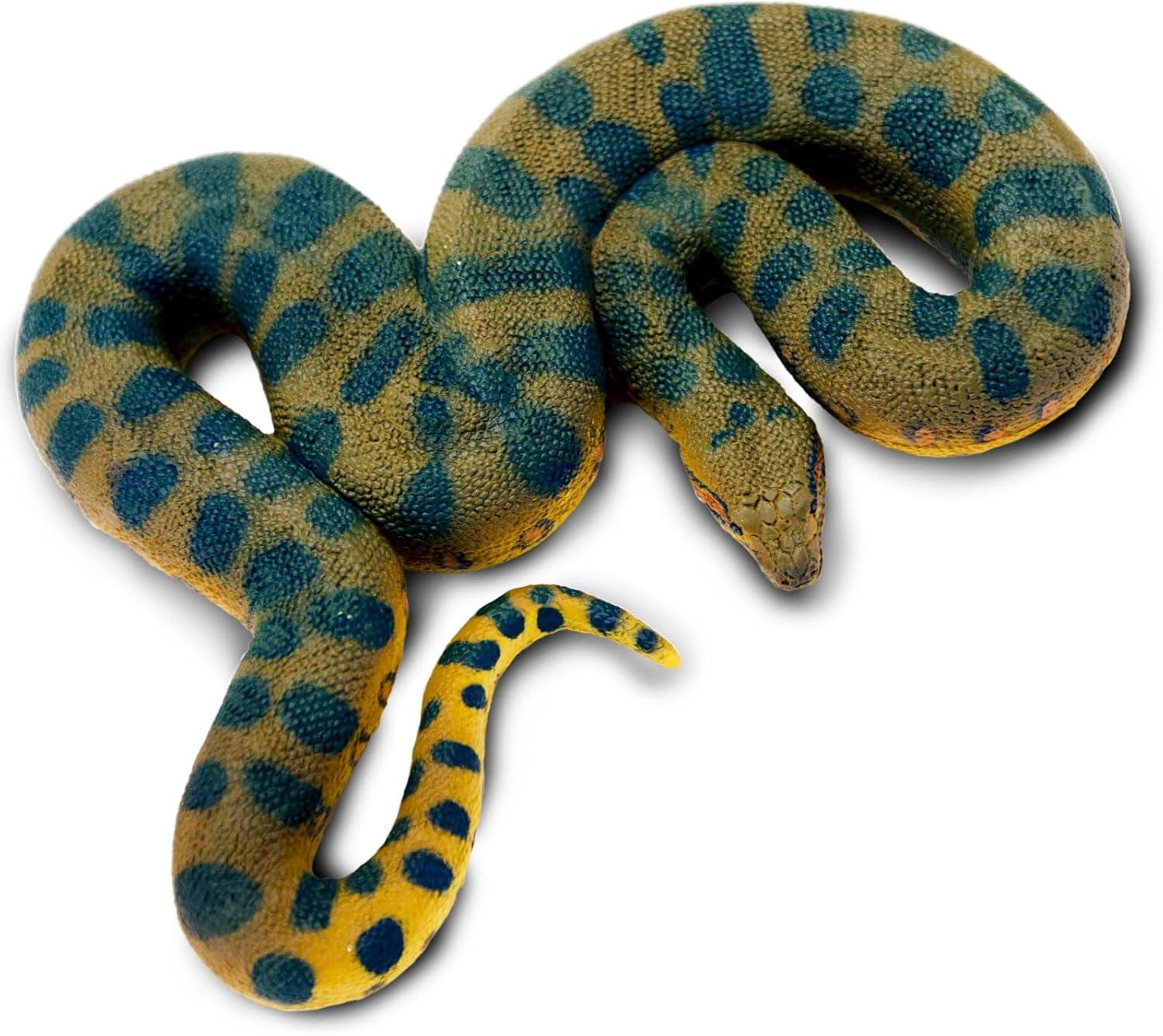 Green and Yellow Plastic Anaconda Snake Figurine Toy