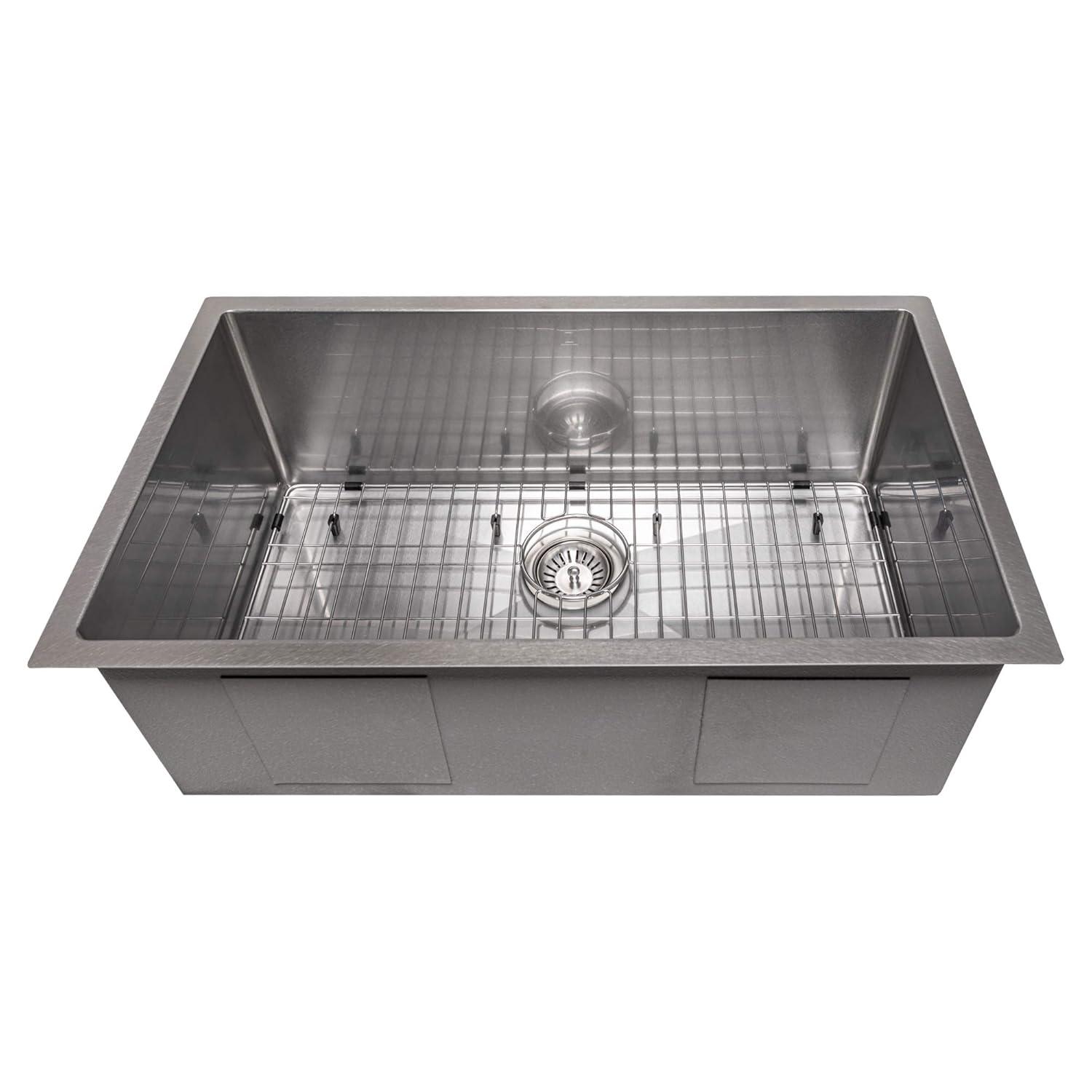 ZLINE 30 in. Meribel Undermount Single Bowl Satin Stainless Steel Kitchen Sink with Bottom Grid (SRS-30S)