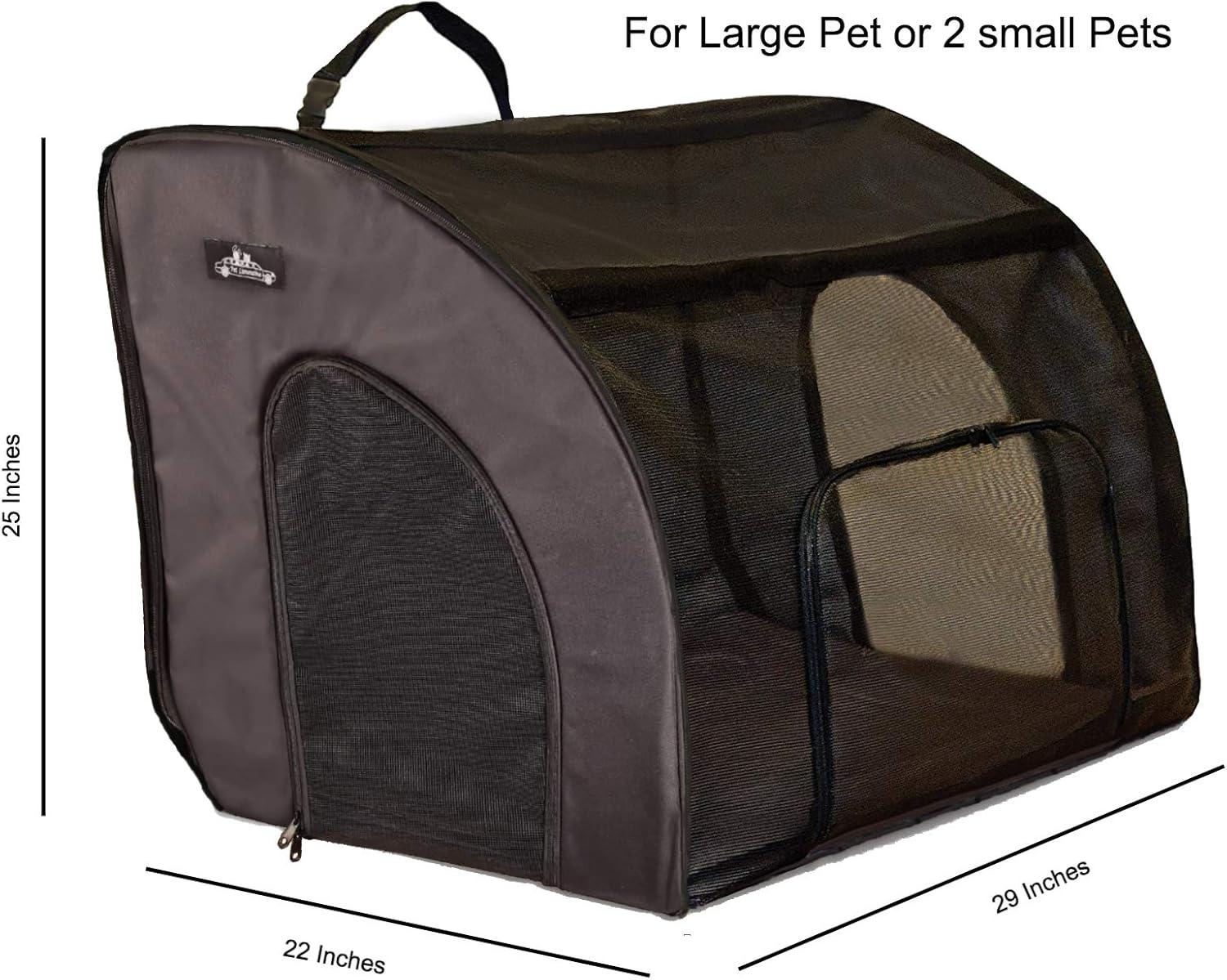 Large Black Soft-Sided Pet Travel Crate with Storage Bag