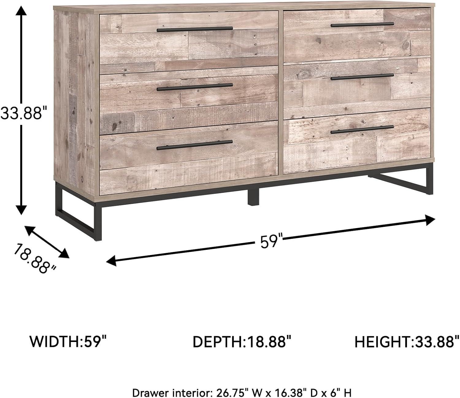 Signature Design by Ashley Casual Neilsville 6 Drawer Dresser, Whitewash