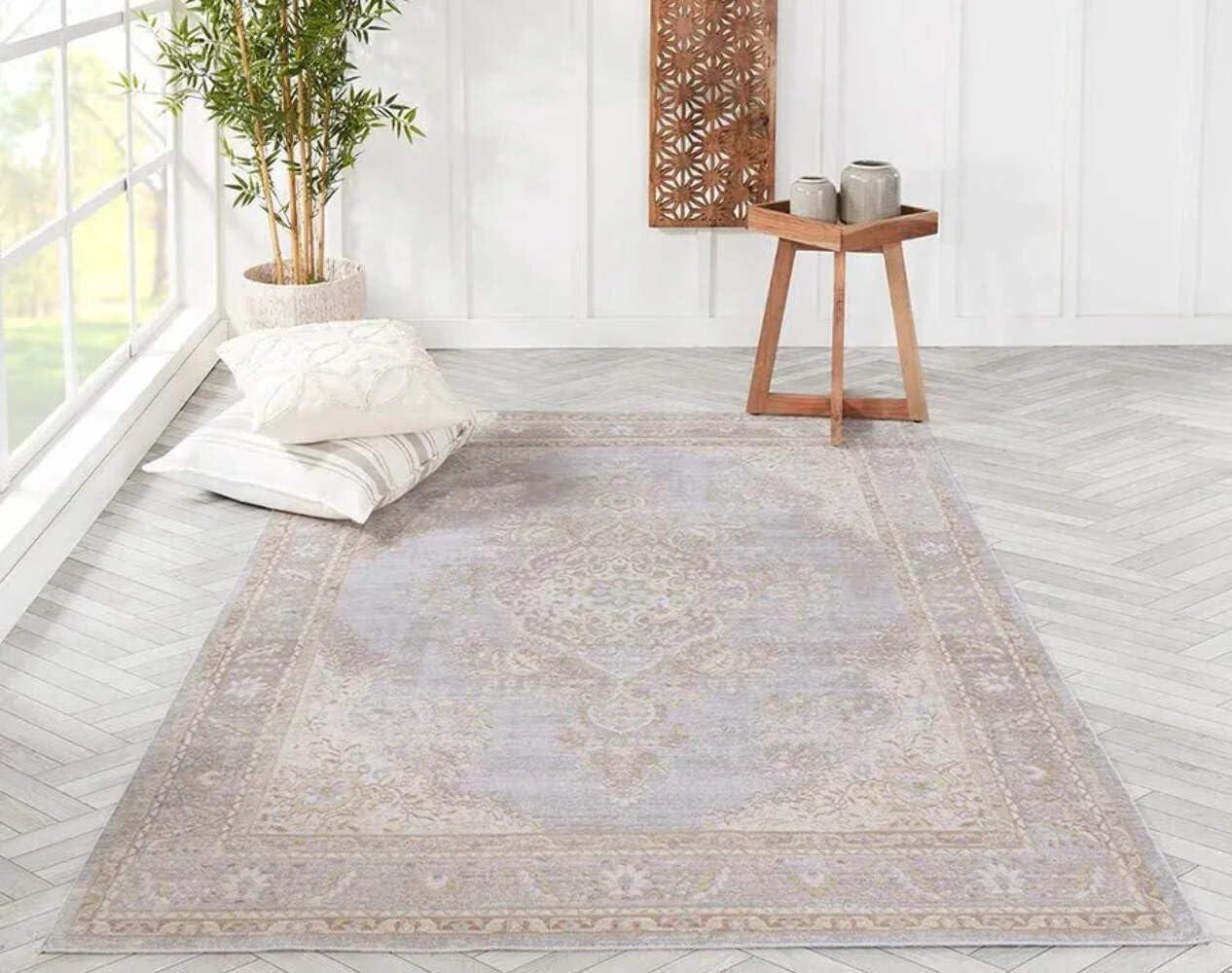 Isabella Traditional Medallion Gray Polyester Area Rug, 9'3" x 11'10"