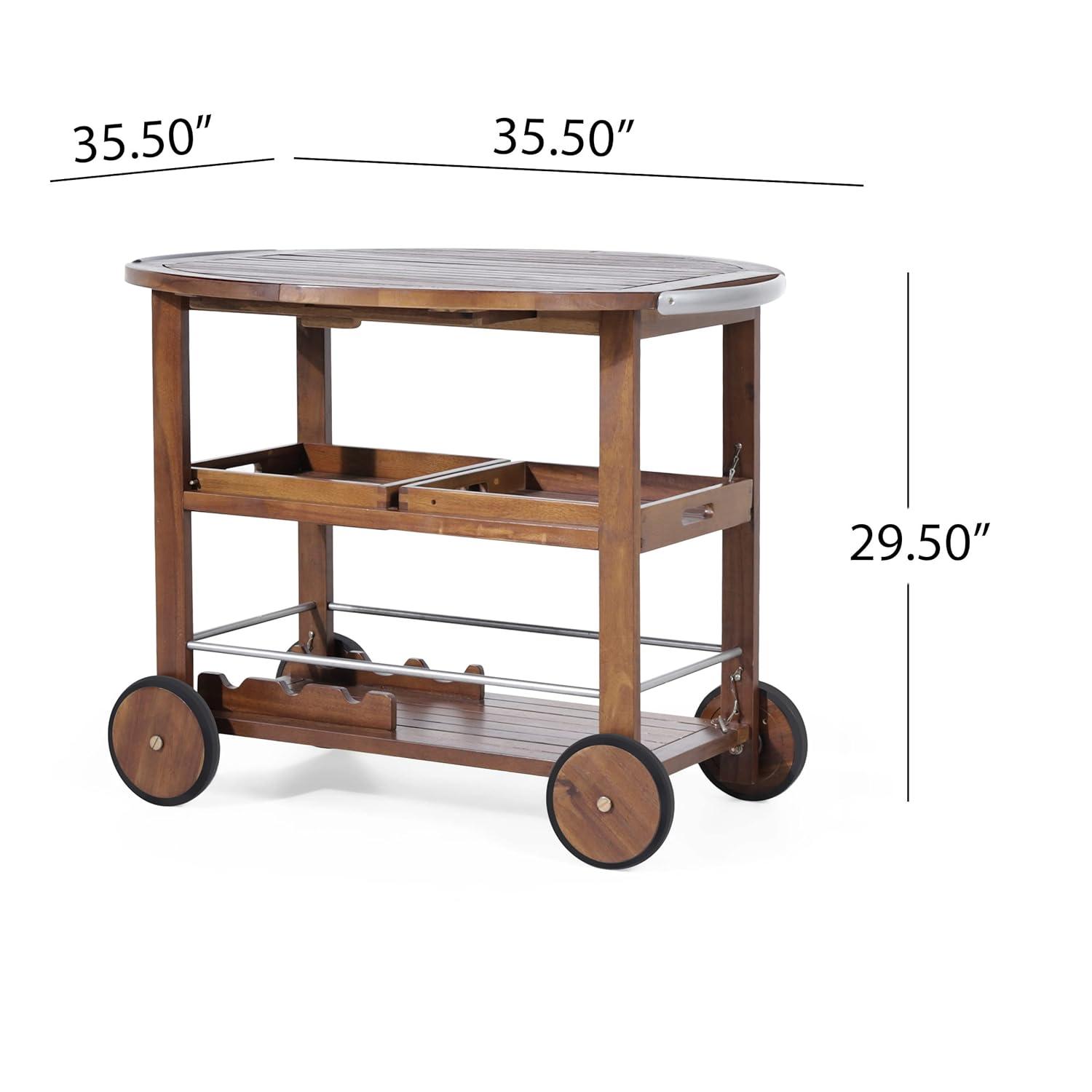 Cynthia Farmhouse Wooden Bar Cart Dark Oak Brown - Christopher Knight Home