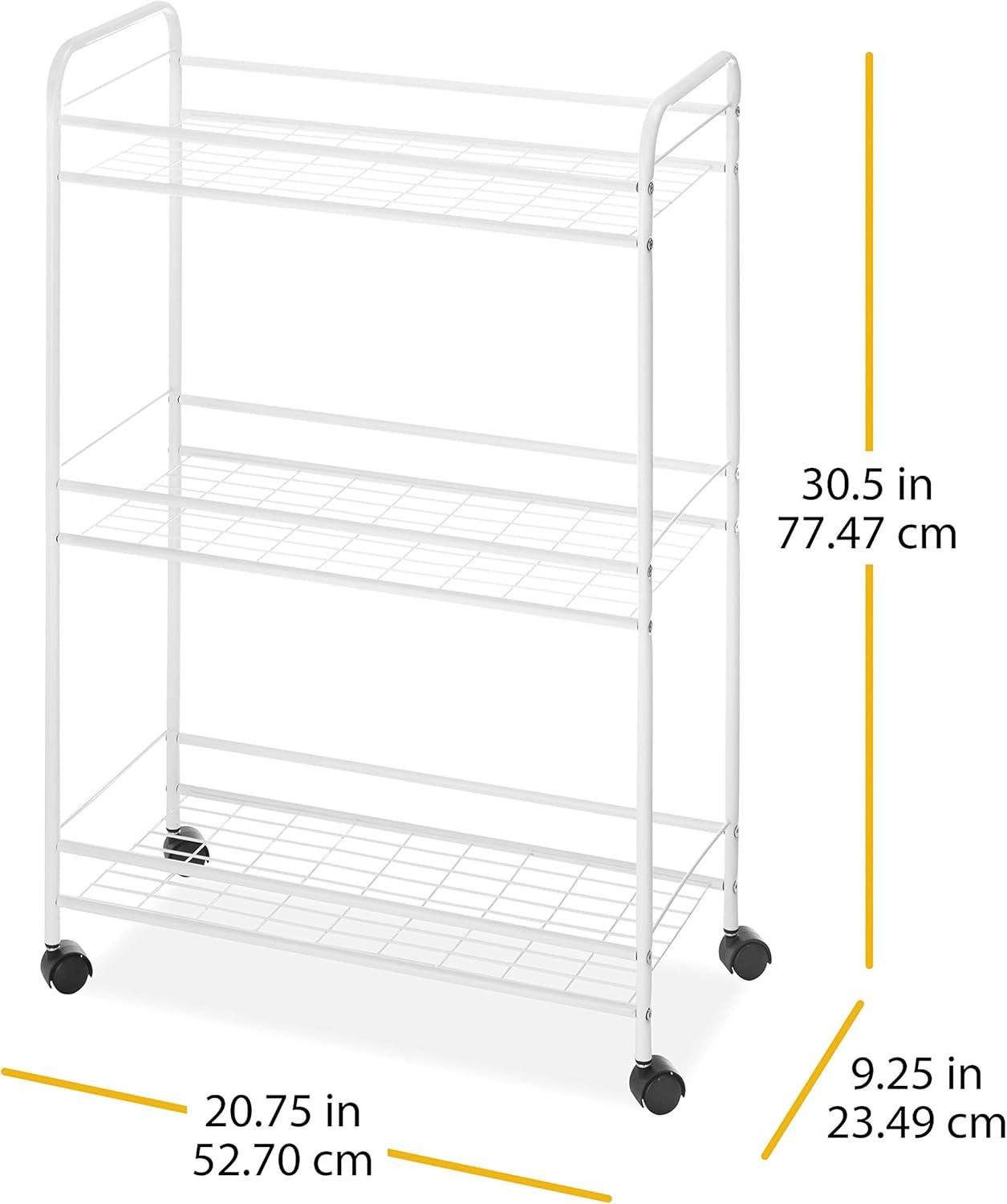 Whitmor White 3-Tier Steel Slim Storage Cart