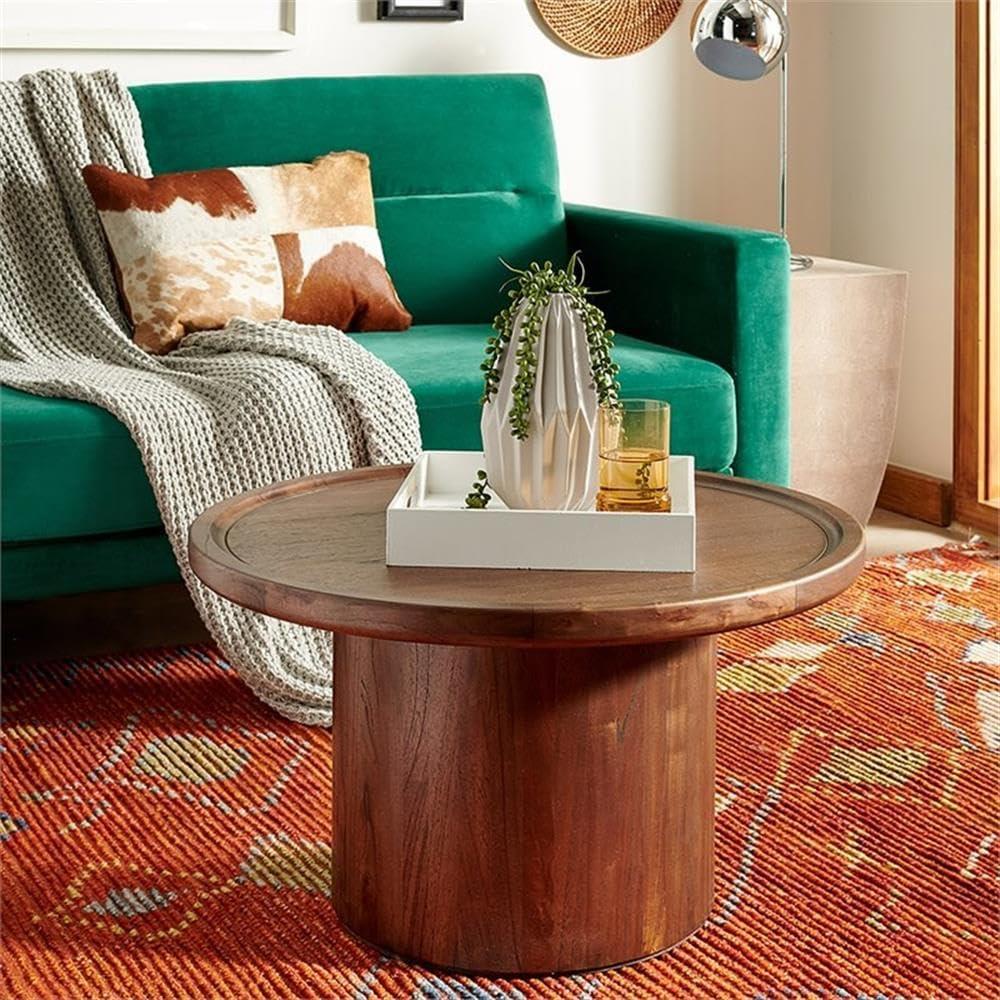 Devin Round Coffee Table - Dark Oak - Safavieh
