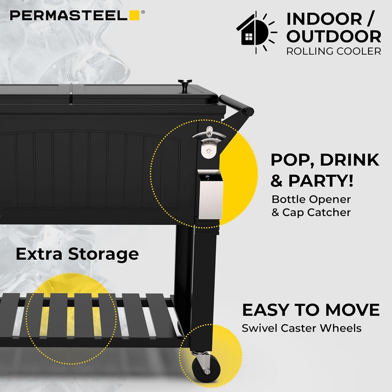 Permasteel Permasteel 80 Qt. Furniture Style Rolling Patio Cooler