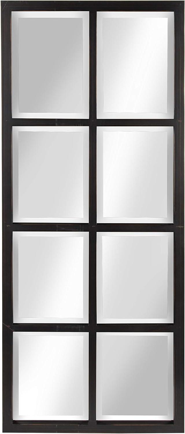 Elegant Full-Length Bronze Windowpane 8-Pane Wall Mirror