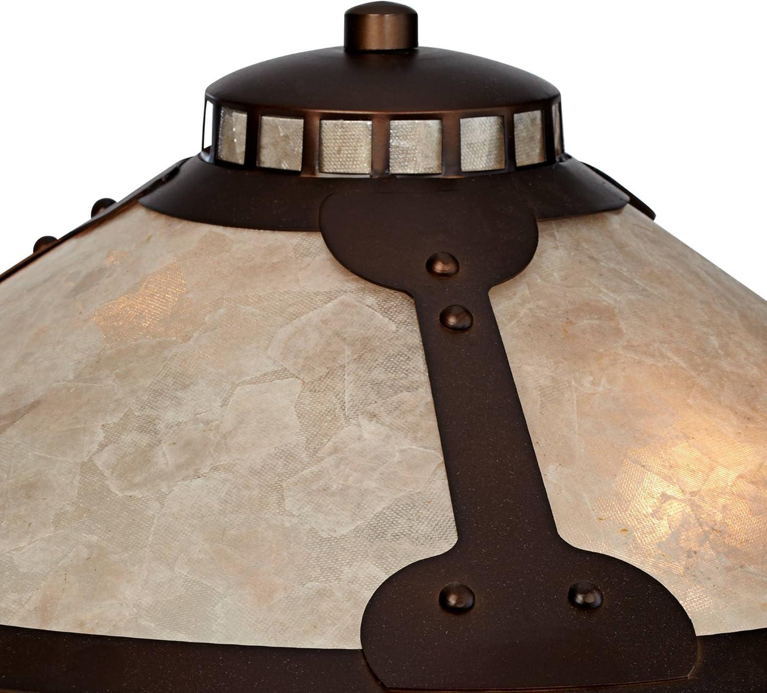 Franklin Iron Works Samuel Industrial Desk Lamp 20" High Rubbed Bronze with USB Charging Port Natural Mica Shade for Bedroom Living Room Bedside Desk