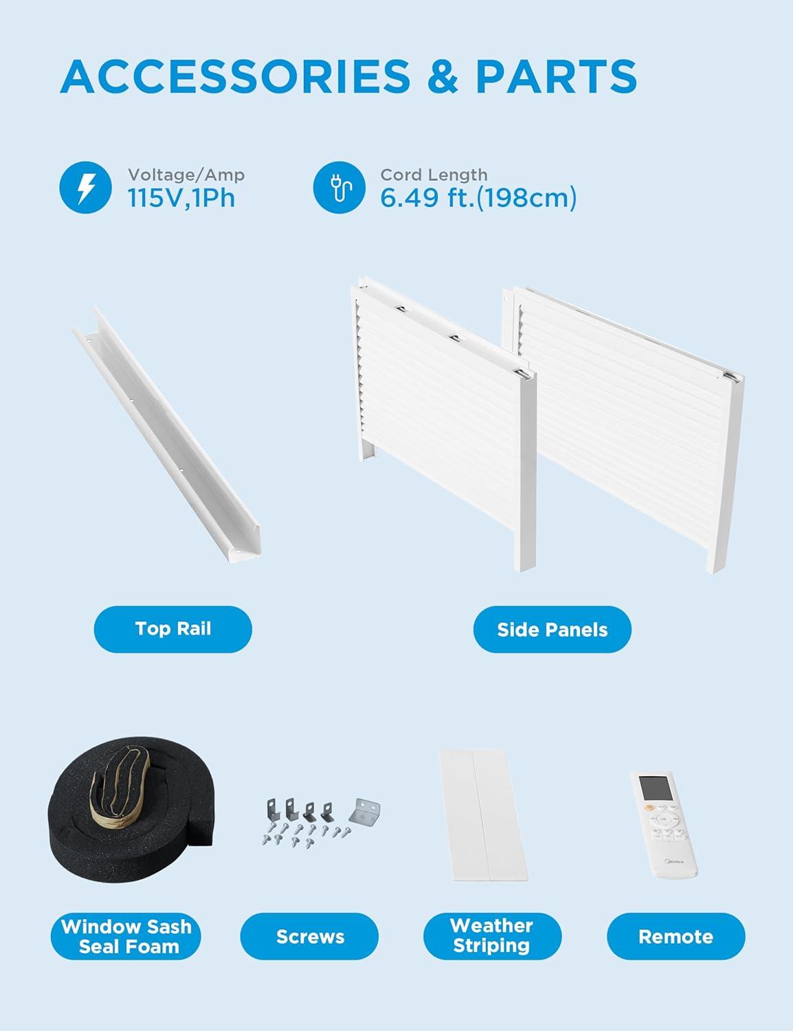 Midea 12,000 BTU Smart Inverter Air Conditioner Window Unit with Heat and Dehumidifier – Cools up to 550 Sq. Ft., Energy Star Rated, Quiet Operation, Electronic Controls, Remote Control, White