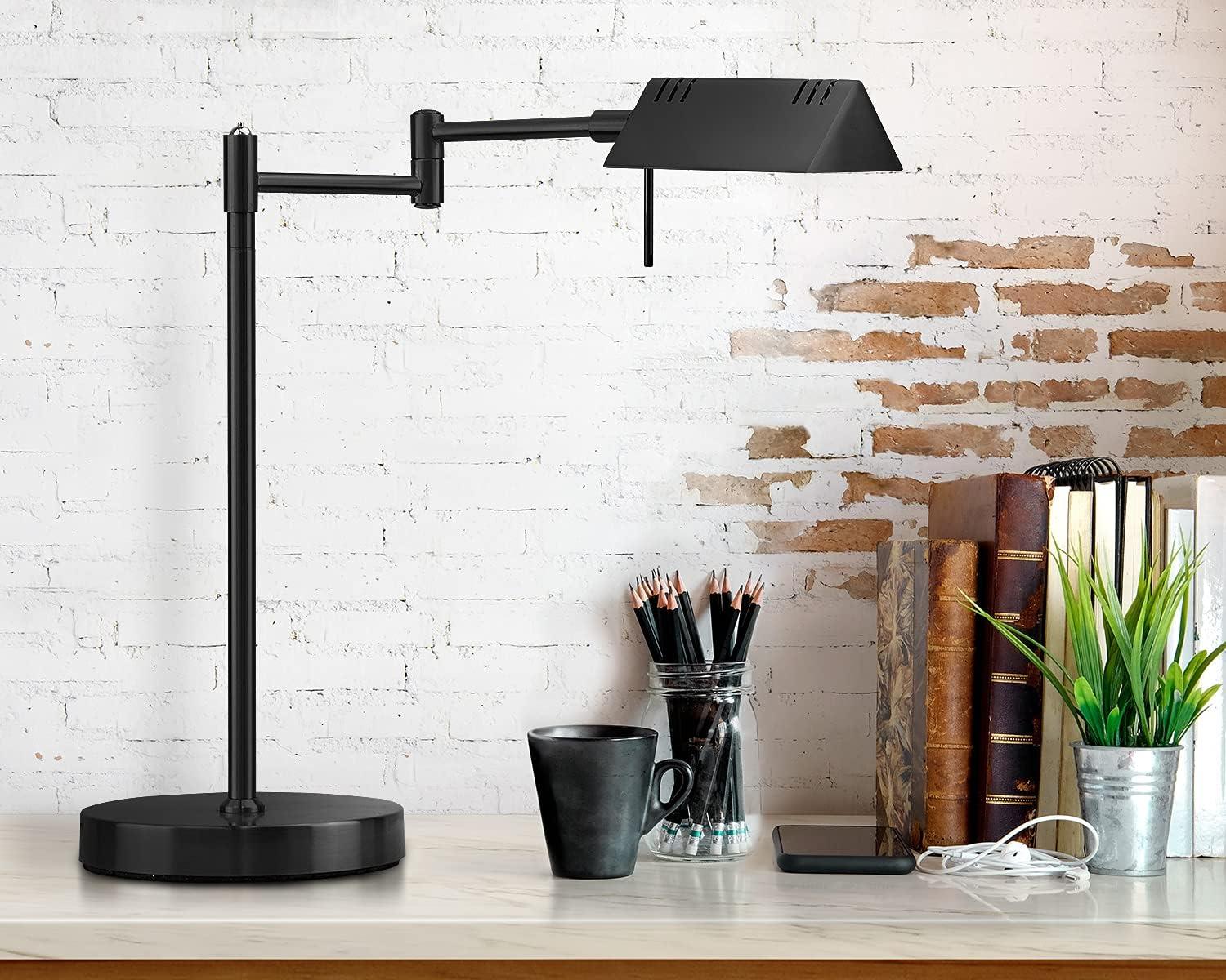 Black Adjustable Metal Pharmacy Swing Arm Desk Lamp