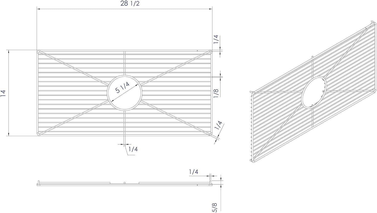 Stainless Steel Kitchen Sink Grid with Center Crossbar