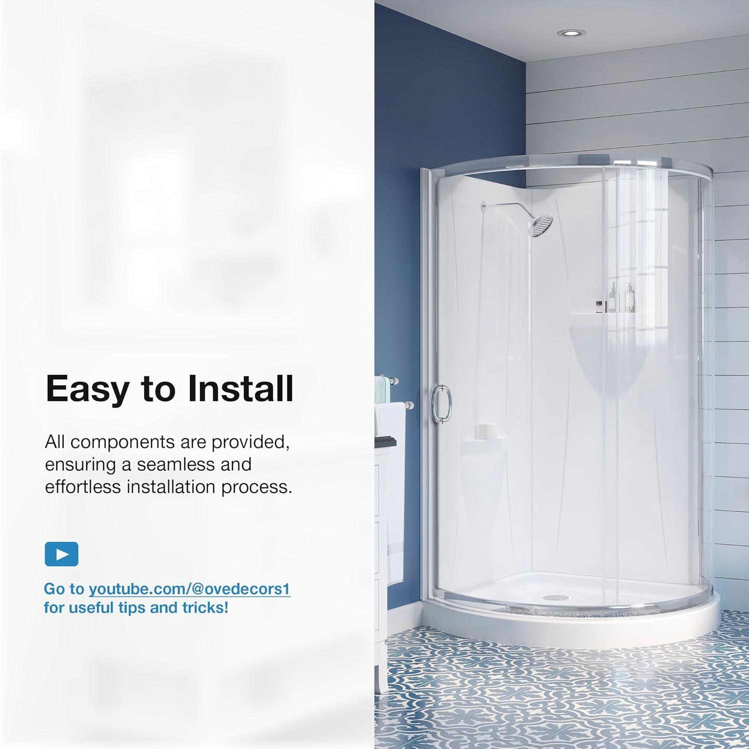 Breeze 38 in. Corner Shower Kit with Clear Glass Panels, Walls and Base included