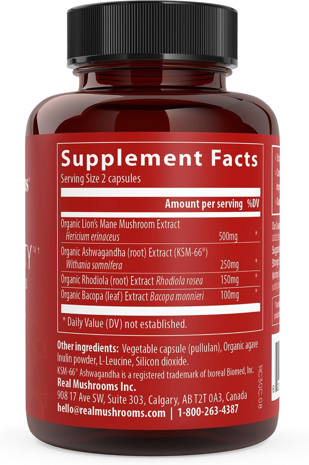 Real Mushrooms RealClarity, Mushrooms + Herbs, 60 Capsules