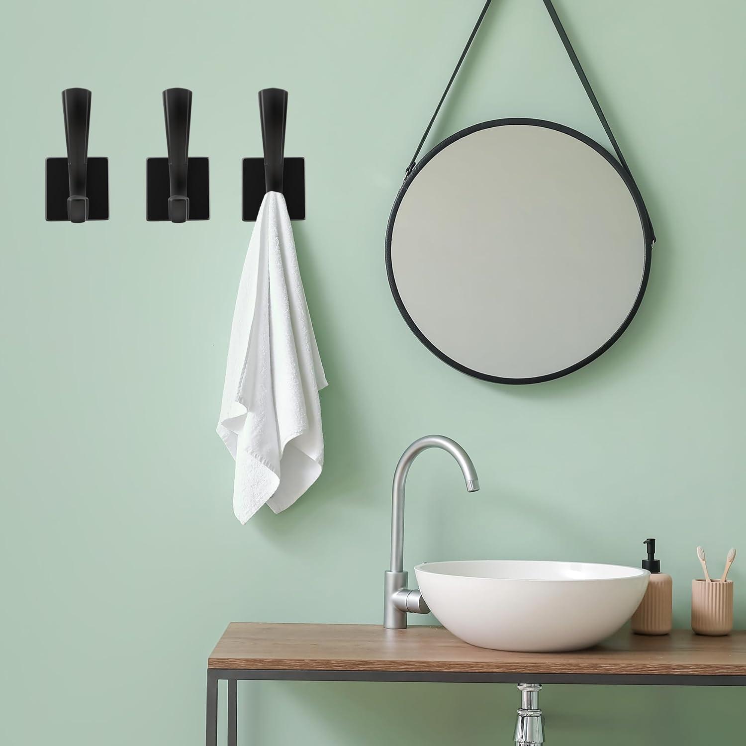 Heavy Duty Black Aluminum Wall Hooks for Coats and Towels