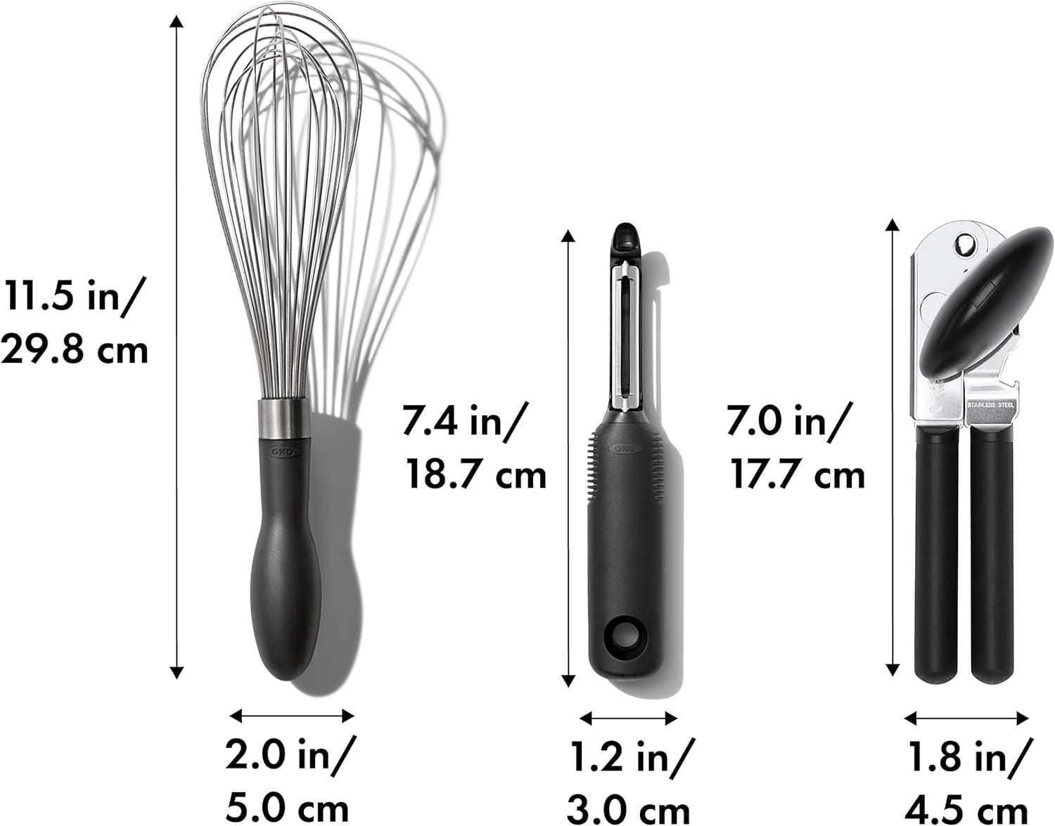 Stainless Steel and Black 3-Piece Kitchen Gadget Set