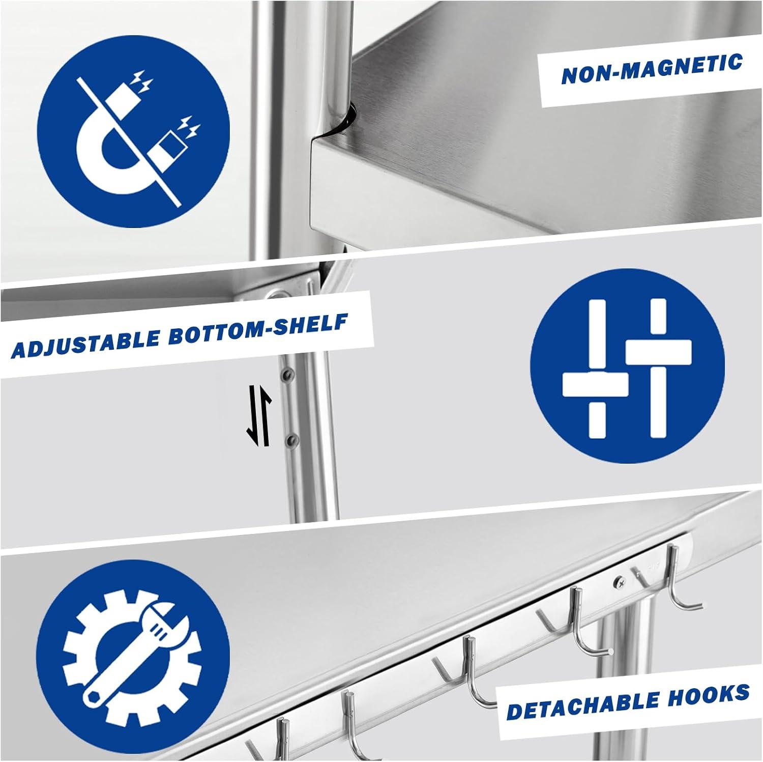 GRIDMANN NSF Stainless Steel Commercial Prep Table By GRIDMANN