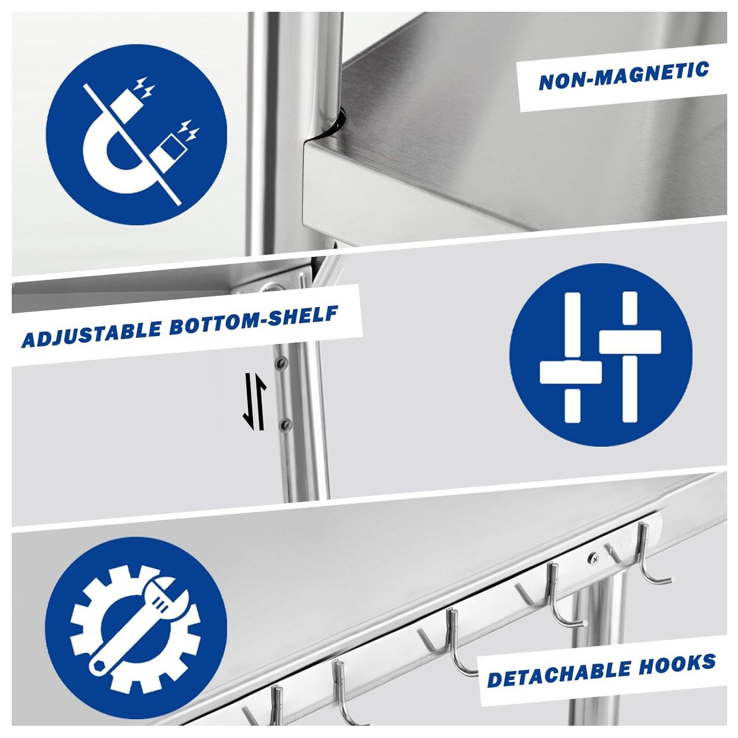 GRIDMANN NSF Stainless Steel Commercial Prep Table By GRIDMANN