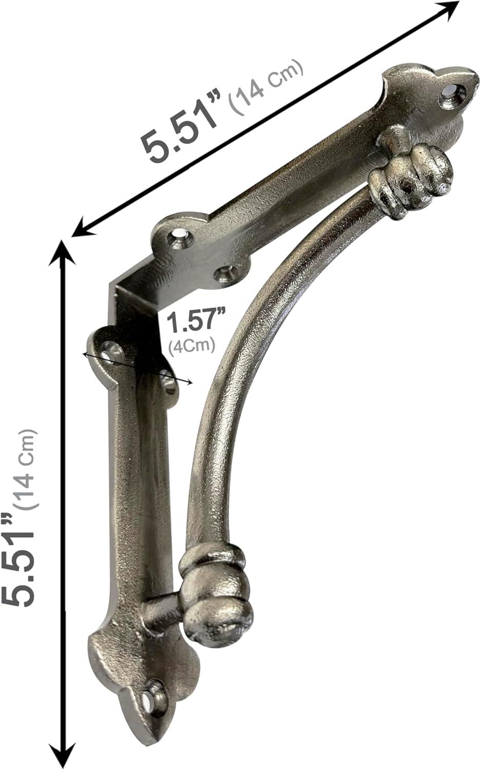 NACH Decorative Shelf Brackets, 4 Pack of 5.25 x 1.25 x 5.25 inch Antique Metal Cast Iron Shelf Brackets - Decorative Brackets for Mounting - Industrial Style Brackets