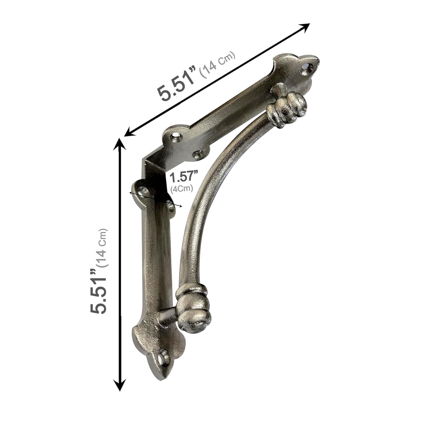 NACH Decorative Shelf Brackets, 4 Pack of 5.25 x 1.25 x 5.25 inch Antique Metal Cast Iron Shelf Brackets - Decorative Brackets for Mounting - Industrial Style Brackets