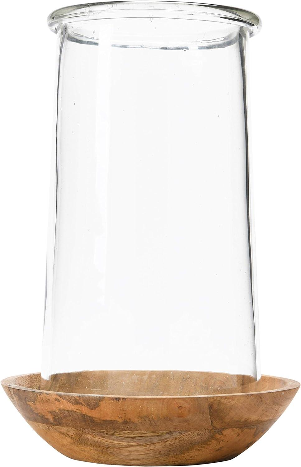 Rustic Charm 9x13 Clear Glass & Natural Wood Hurricane Vase