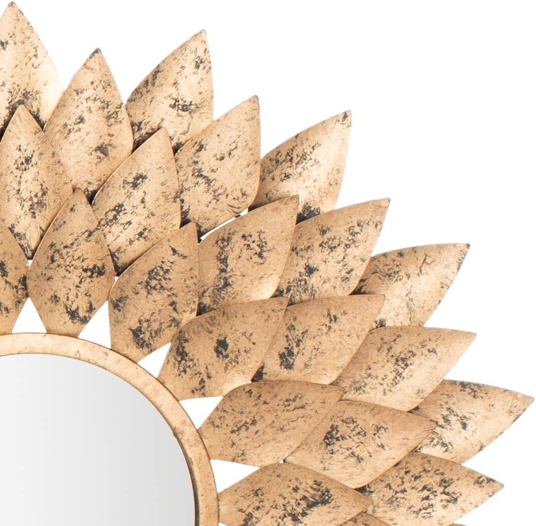 Safavieh Lana 26 in. Floral Round Sunburst Mirror, Gold Leaf