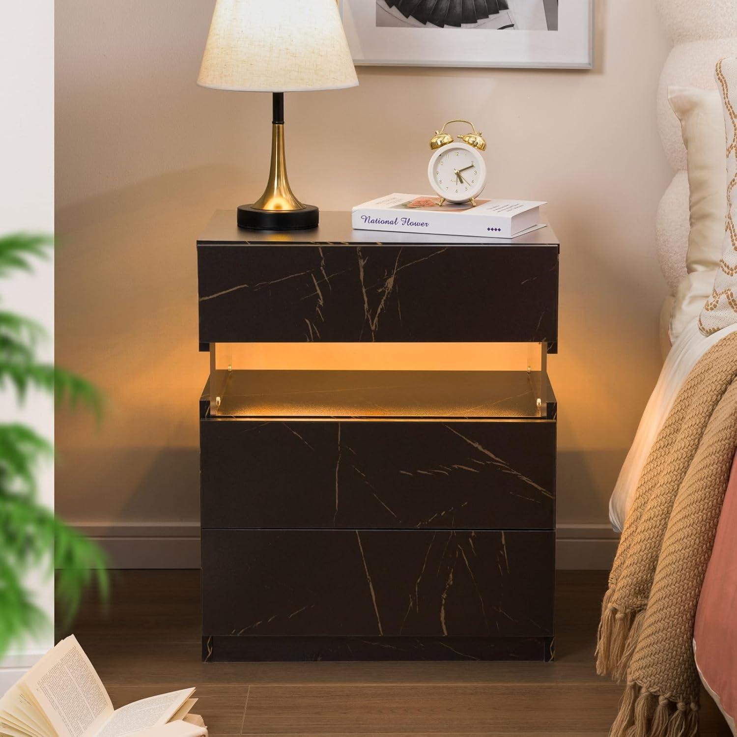 Ivy Bronx Nightstands set of 2 LED Night Stand (Set of 2)