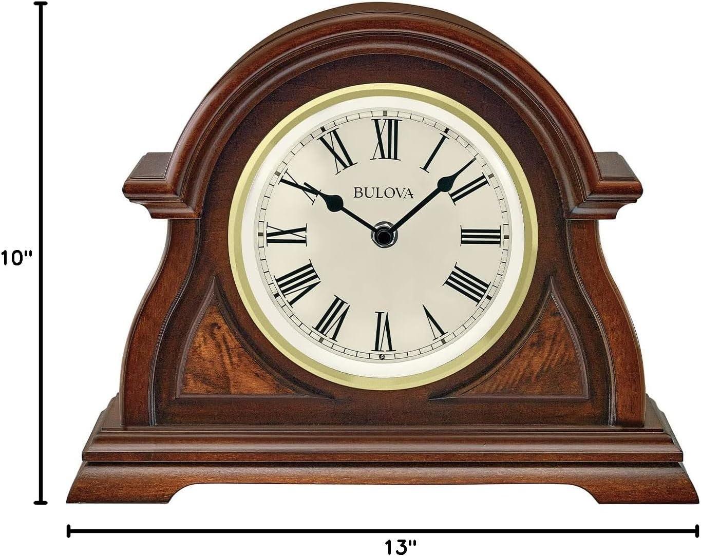 Cherry Wood Analog Mantel Clock with Brass Bezel