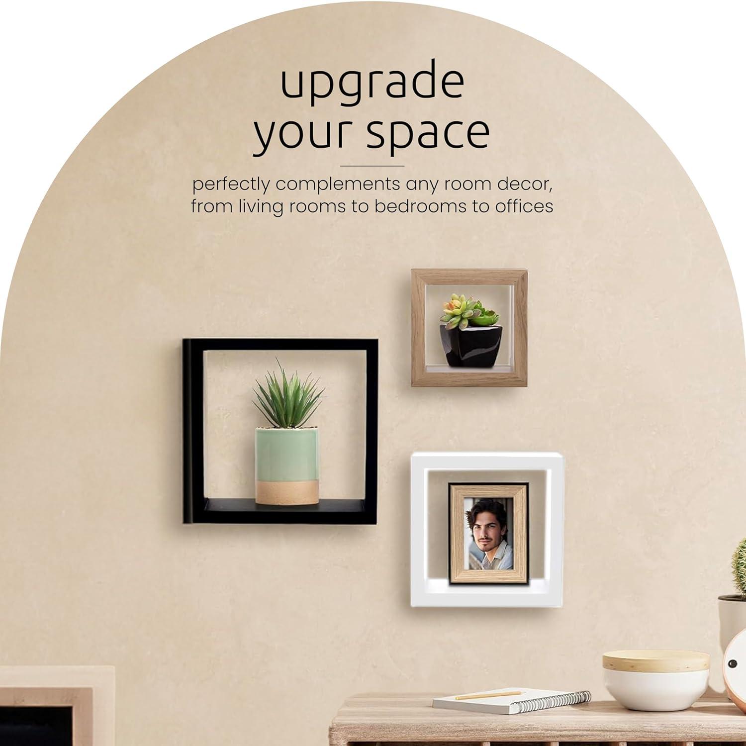 kieragrace KG Moderno Cubo Flotante Estantes de Pared Espresso de Madera Diseñada