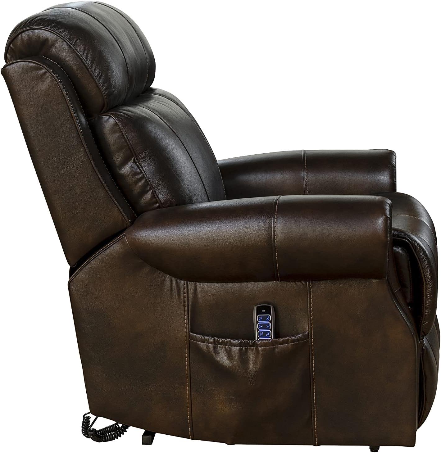 Classic Tonya Brown Leather Power Lift Recliner with Dual Motor
