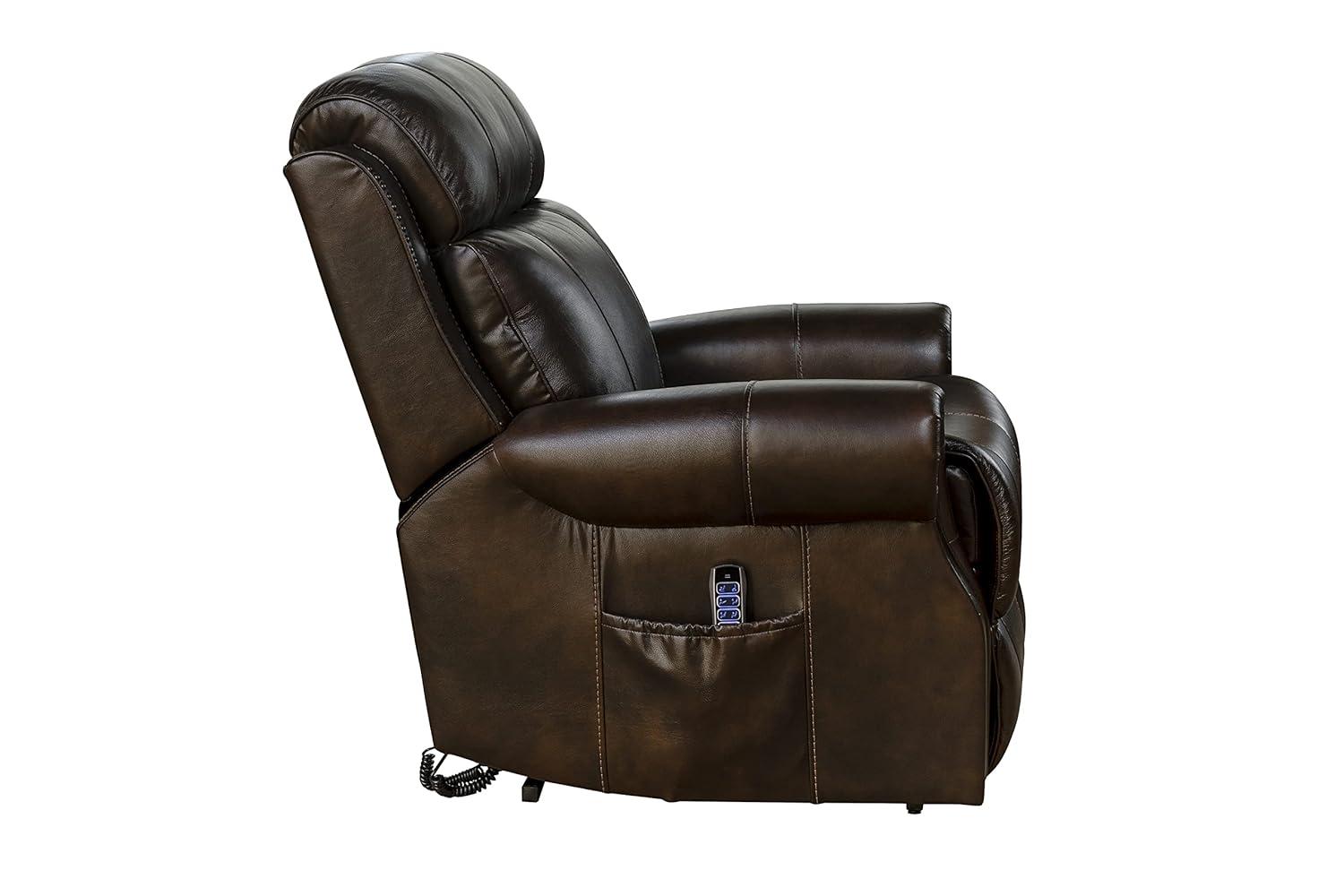 Classic Tonya Brown Leather Power Lift Recliner with Dual Motor