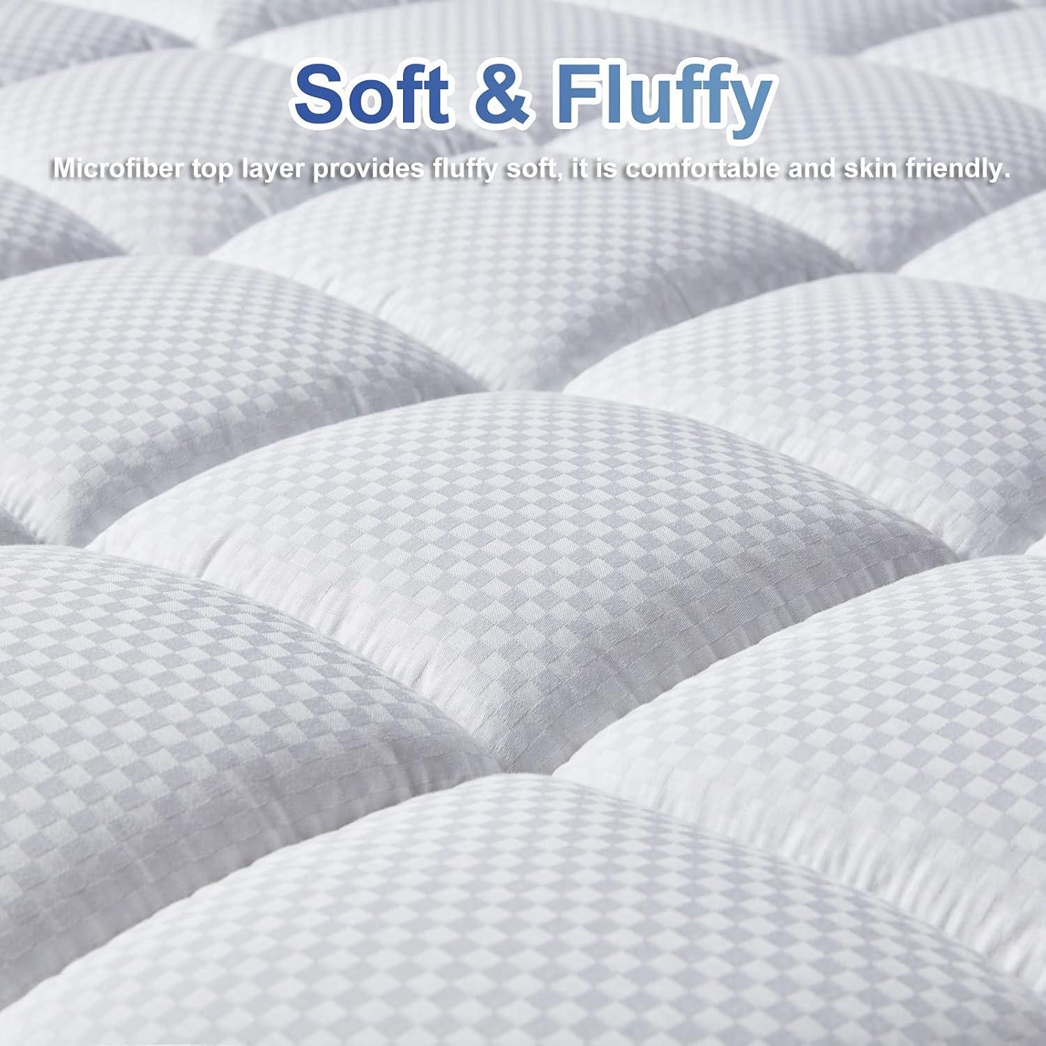 Full Size White Microfiber Quilted Mattress Pad