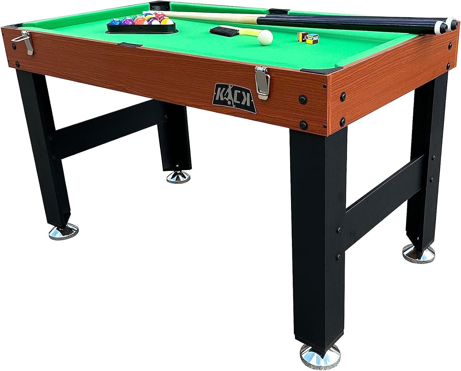 KICK Trio 48″ 3-in-1 Multi Game Table (Brown) - Game Table Set - Billiards, Air-Hockey, and Foosball