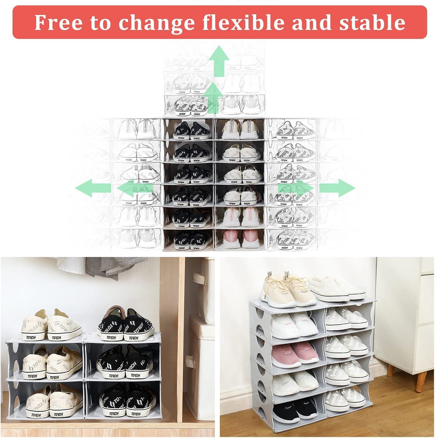 Gray Stackable 6-Tier Plastic Shoe Rack