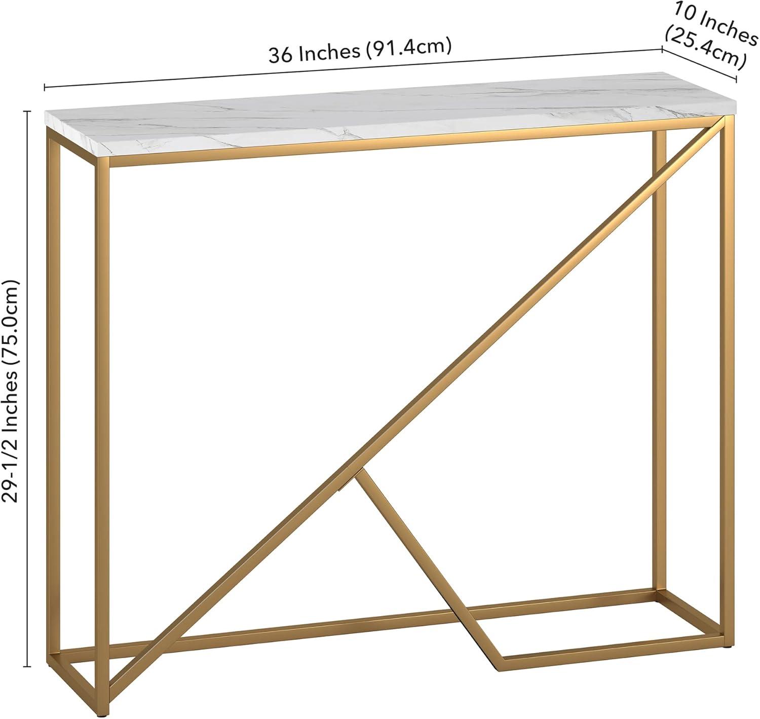 Stella Transitional 36" Brass & Faux Marble Console Table