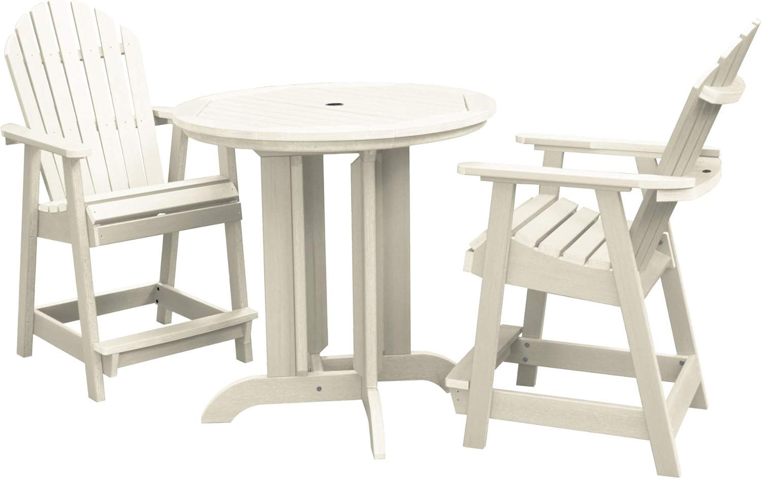 Whitewash Plastic Adirondack 3-Piece Counter Height Dining Set