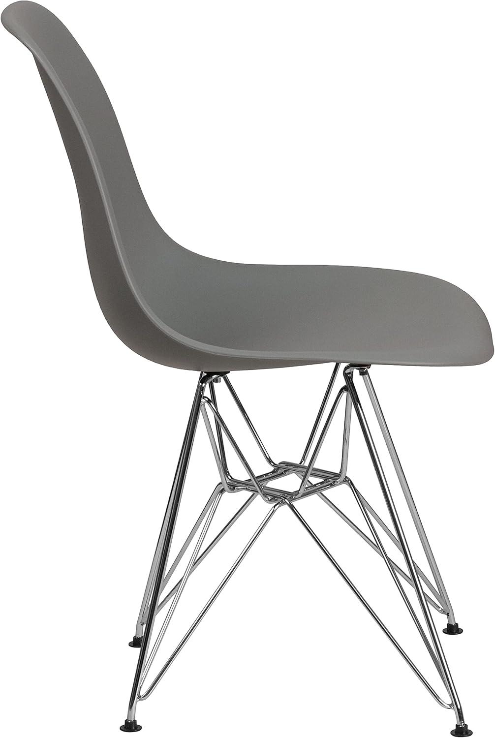 Flash Furniture 2 Pack Elon Series Moss Gray Plastic Chair with Chrome Base