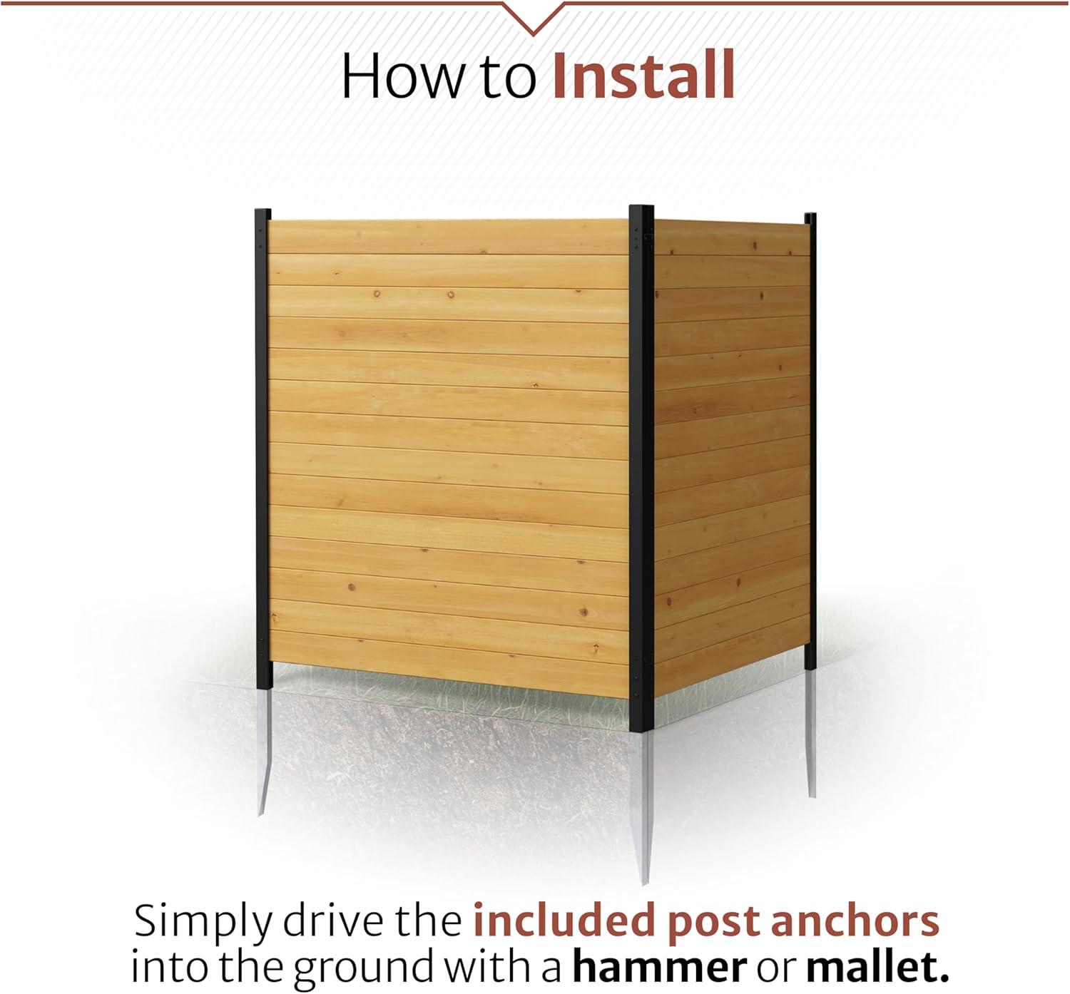 4ft H x 4ft W (2 Panels) No Dig Enclo Premium Wood Privacy Screen, Ideal Outdoor Privacy Wall, Pool Equipment Enclosure, Cedar Privacy Fence, Trash Can Enclosures, Air Conditioner Fence, EC18029