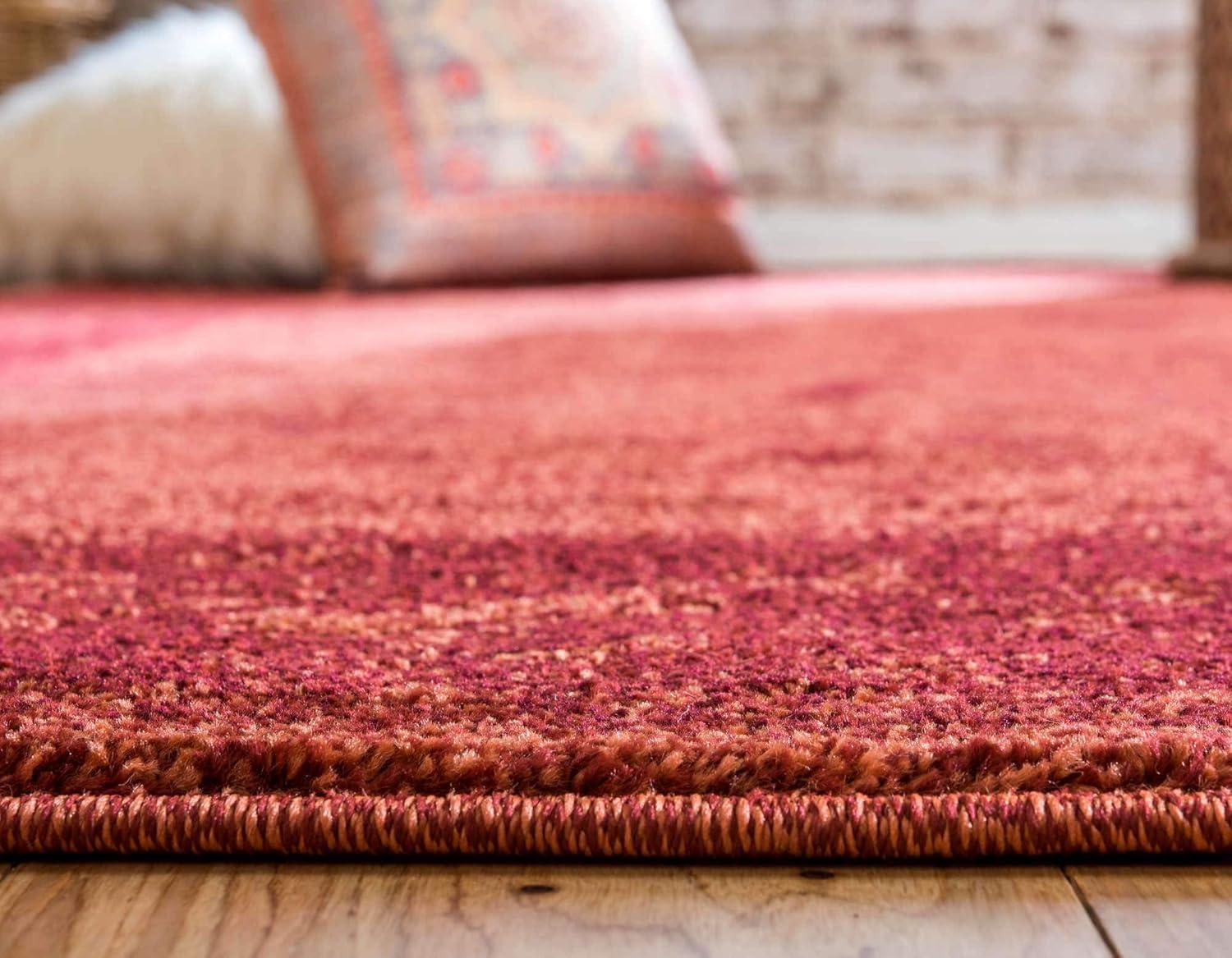 Unique Loom La Jolla Collection Farmhouse, Contemporary, Botanical, Traditional, Vintage Area Rug, 2 ft 2 in x 3 ft, Orange/Burgundy