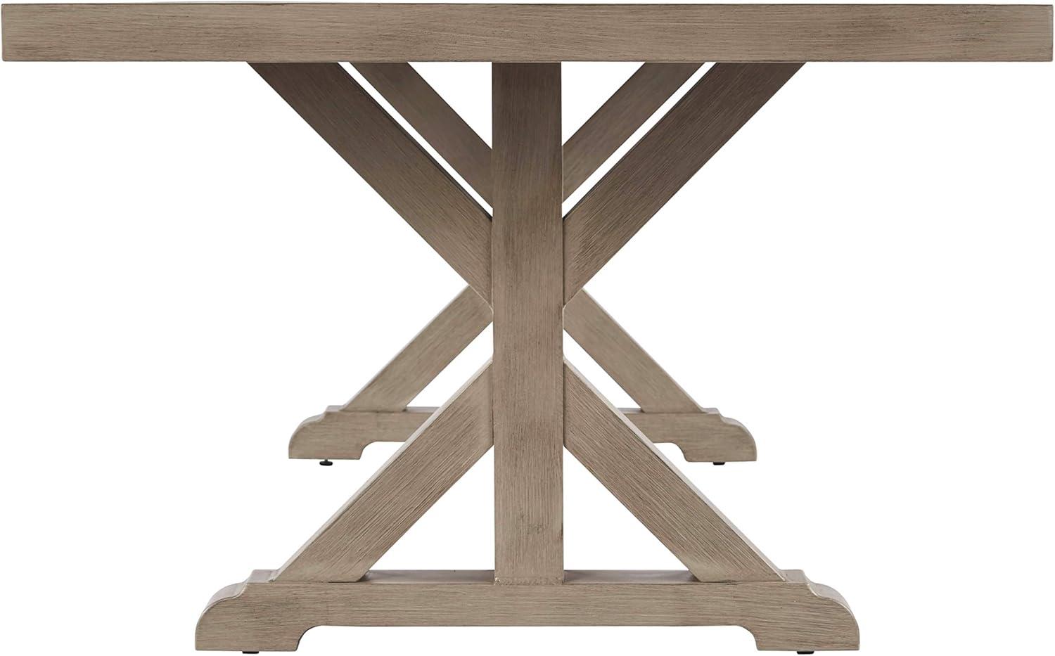 Ashley Furniture Beachcroft Trestle Patio Dining Table in Beige