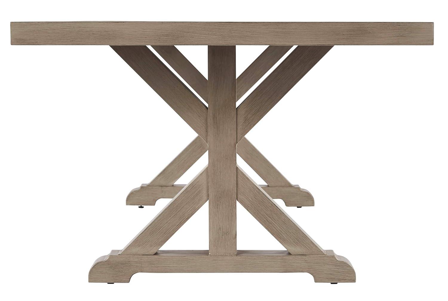 Signature Design by Ashley Beachcroft Trestle Patio Dining Table in Beige